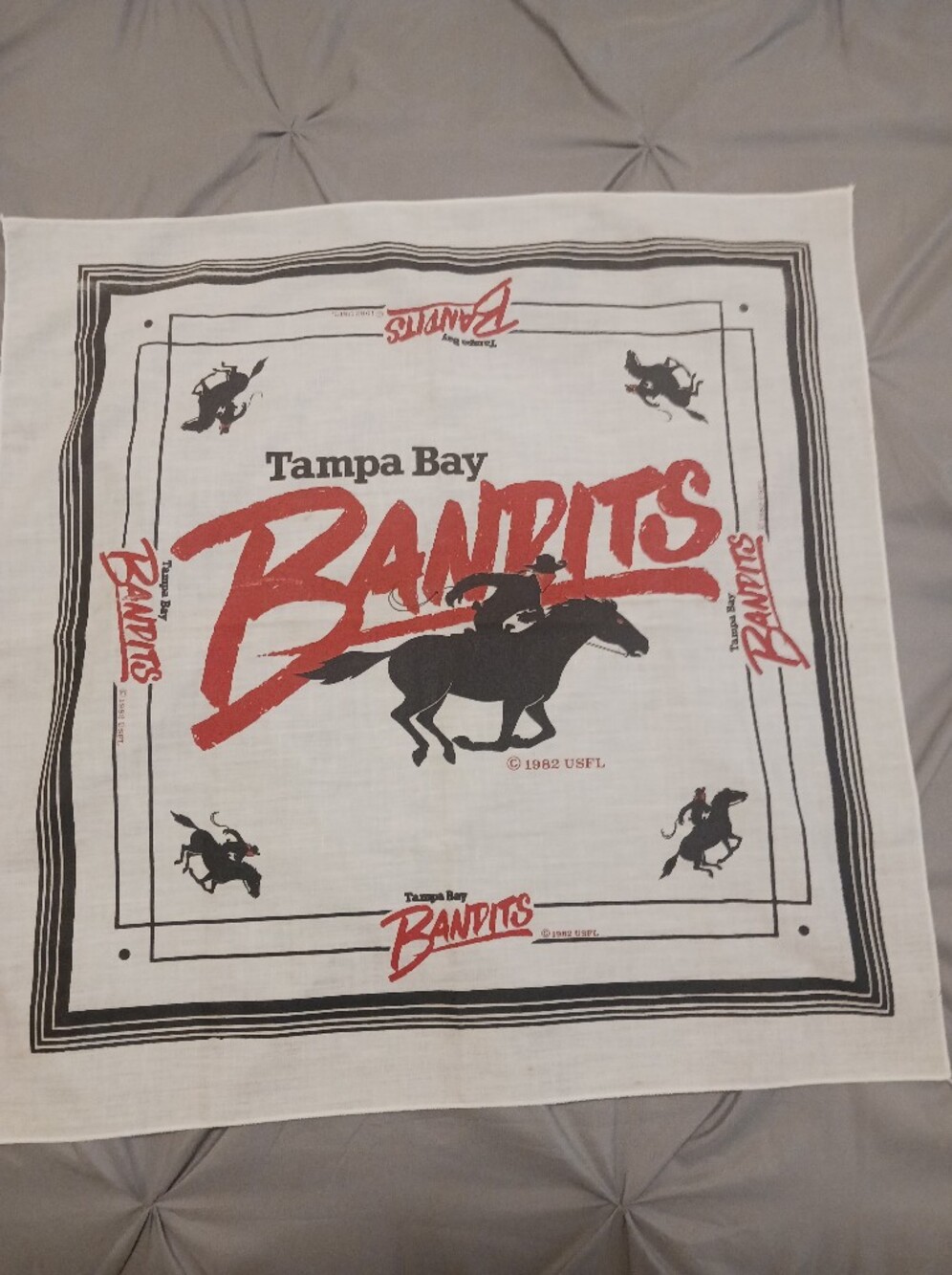 Tampa Bay Bandits 1982 USFL Team Bandana Scarf 21.5" x 22"